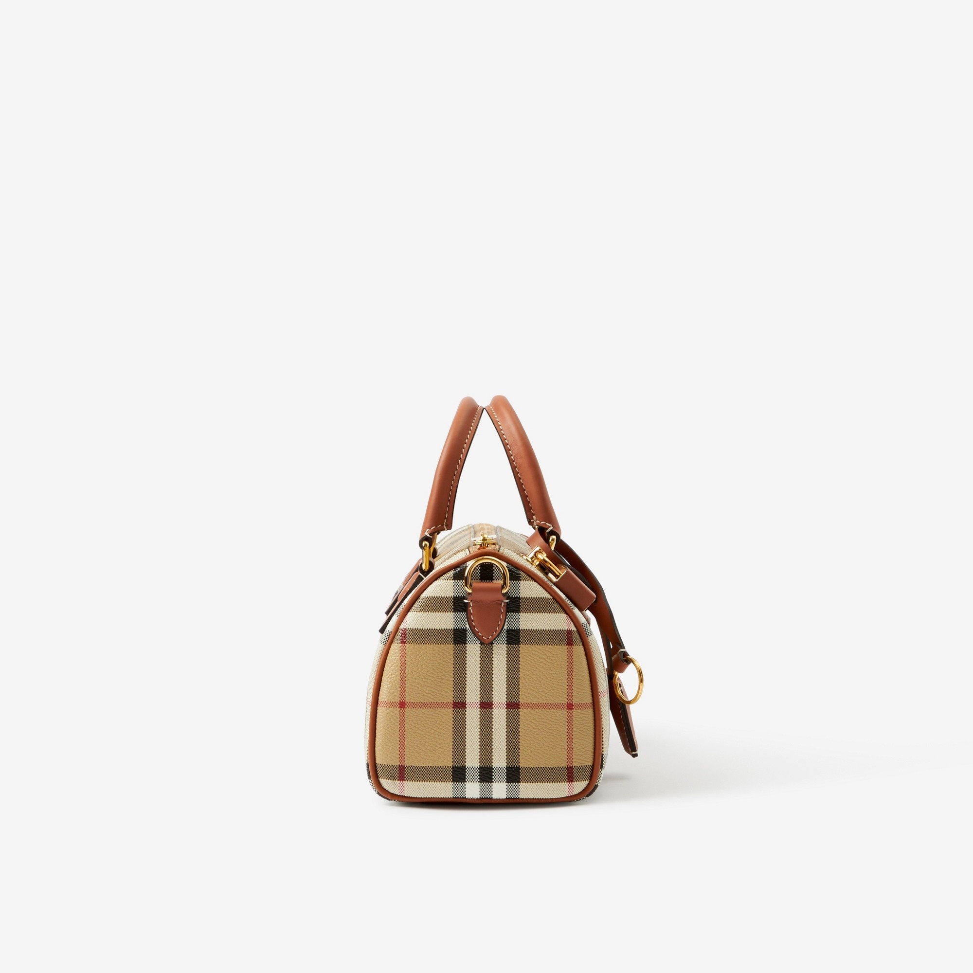 BURBERRY: bowling bag in coated cotton with Vintage Check - Beige