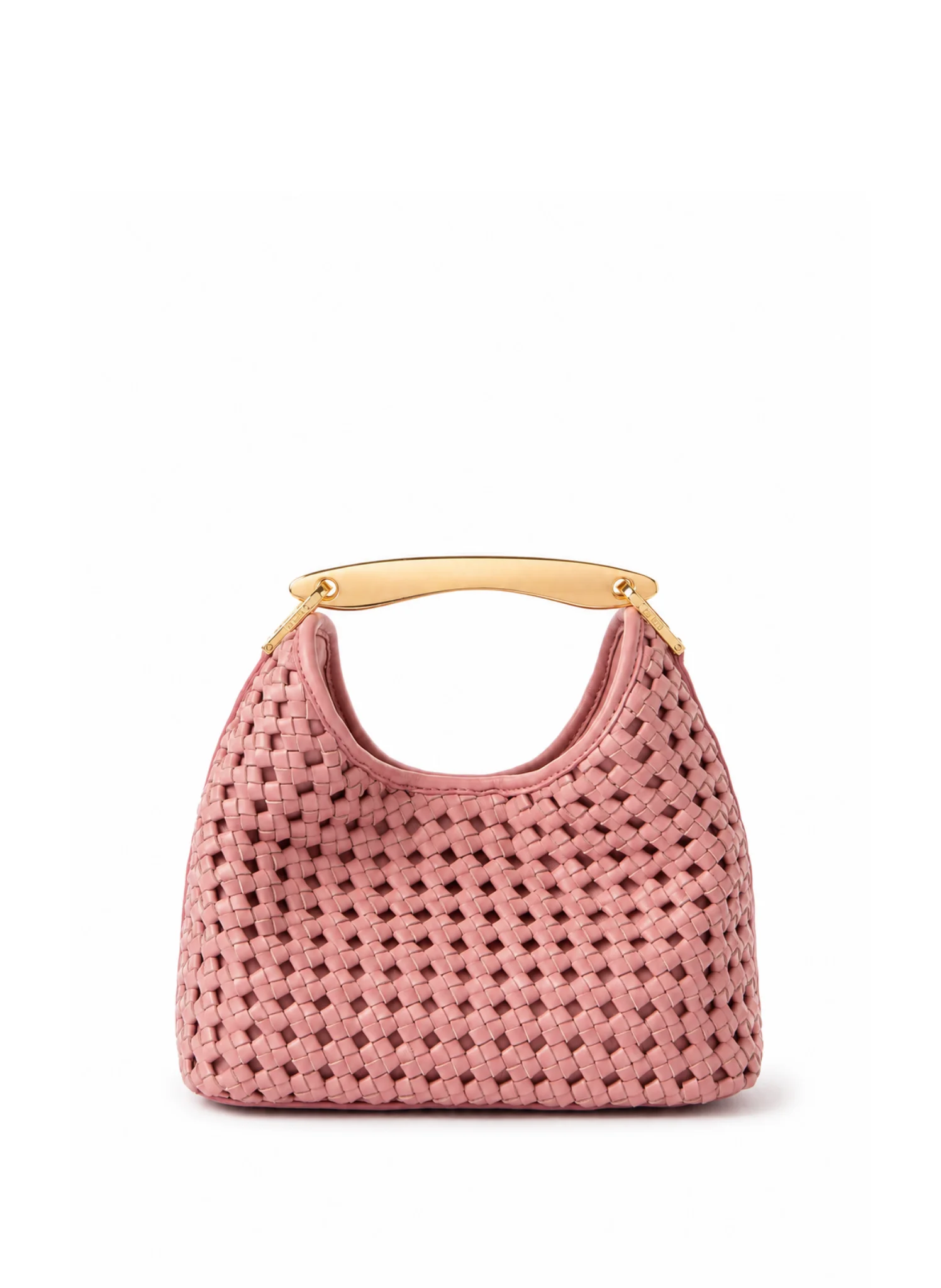 Small Boomerang Woven Leather Dark Pink - 1