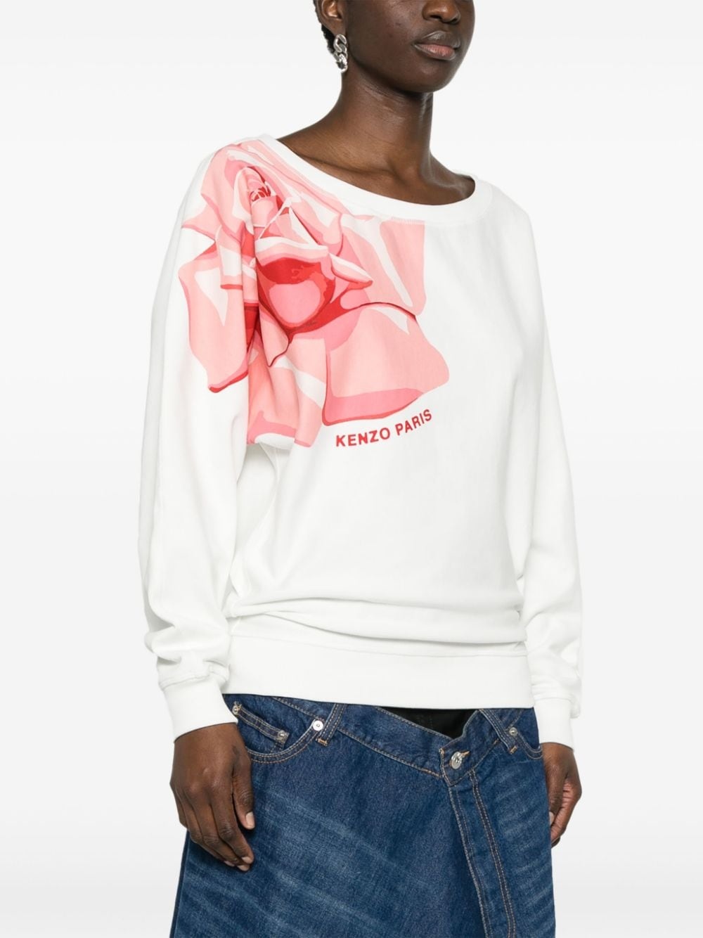 rose-print cotton sweatshirt - 3