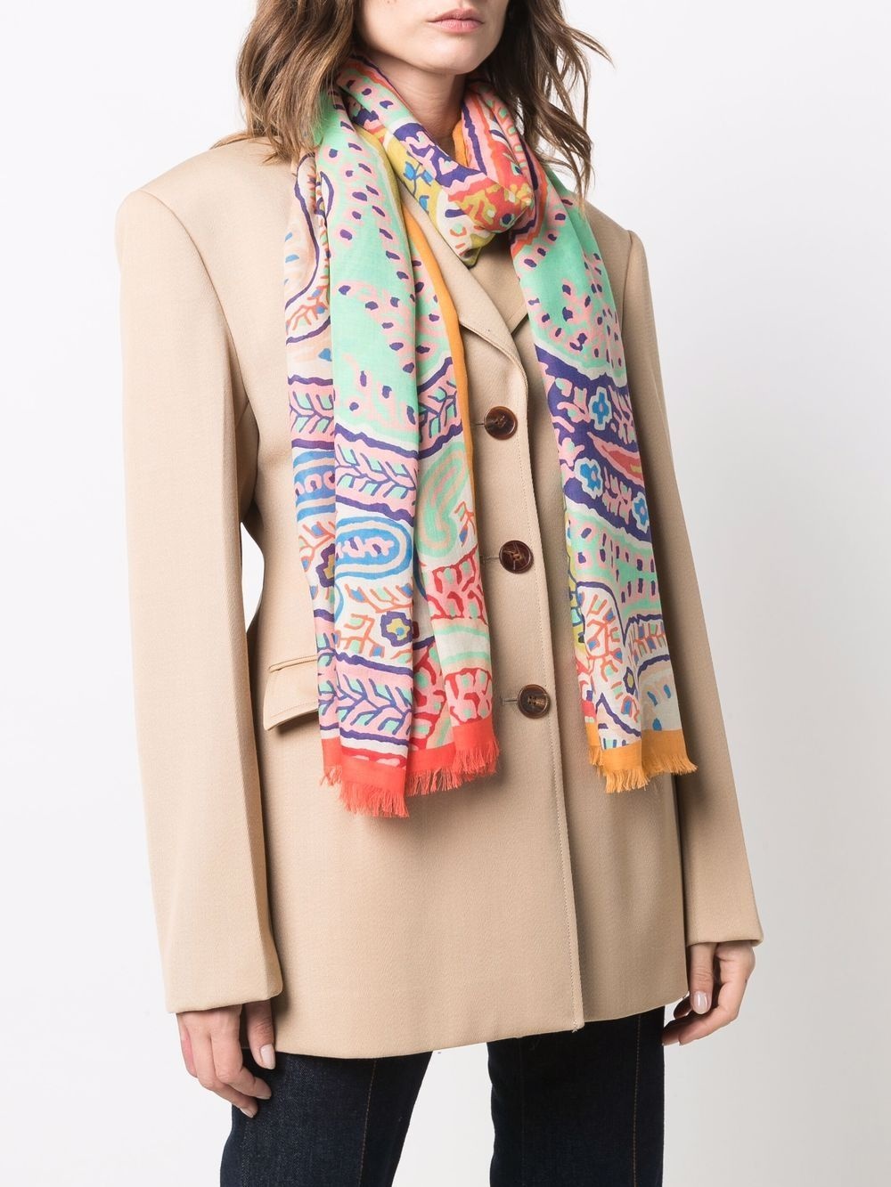 mixed-print frayed scarf - 2