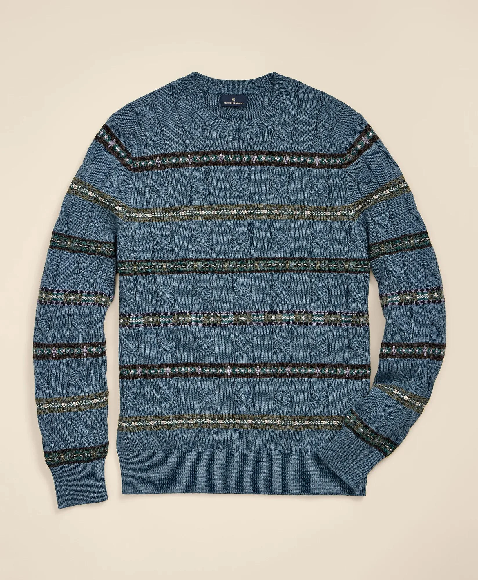Cotton Float-Jacquard Striped Sweater - 1