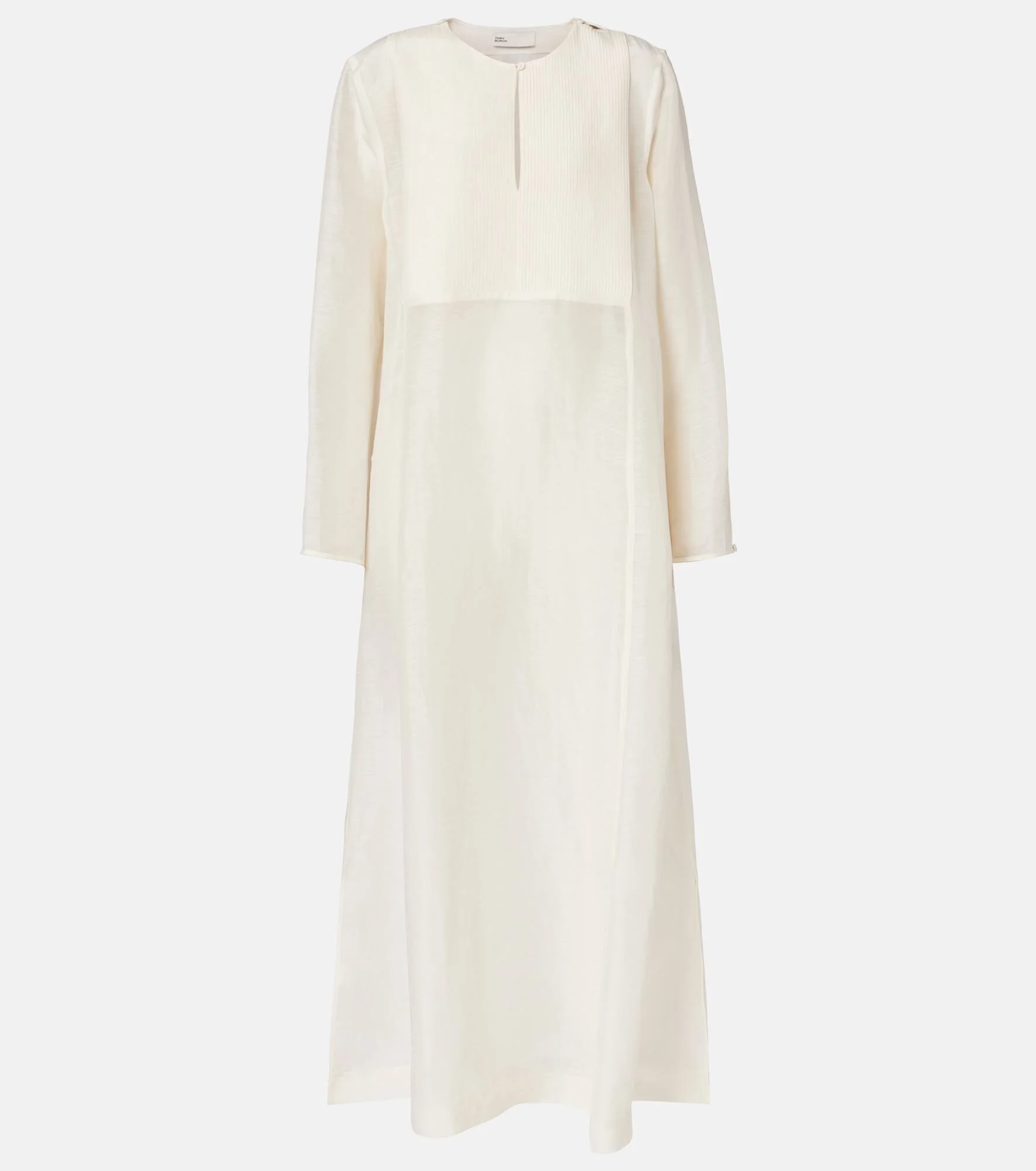 Pleated linen and silk kaftan - 1