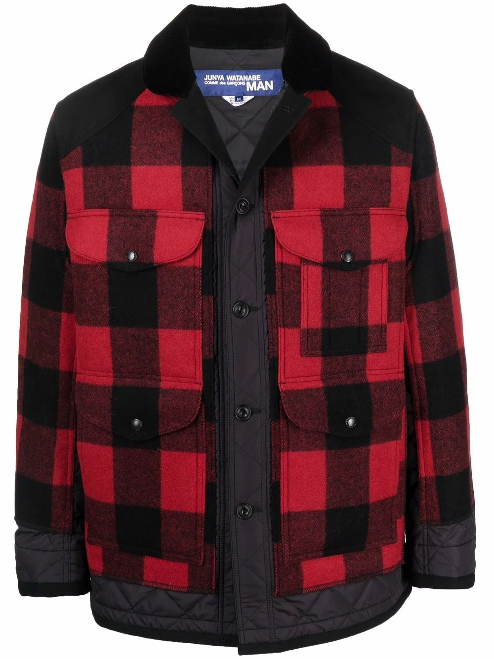 checked press-stud shirt jacket - 1