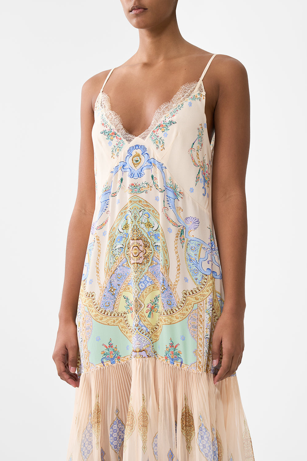 MINIMAL SLIP WITH PLEATED CHIFFON SKIRT - 5