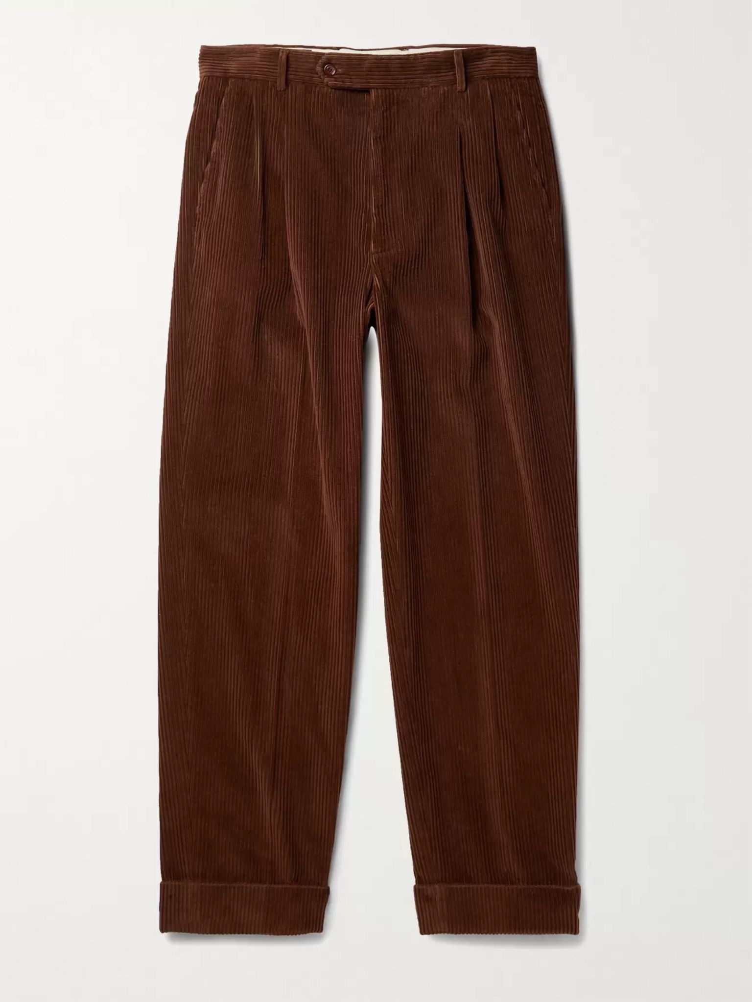 Pleated Cotton-Corduroy Trousers - 1