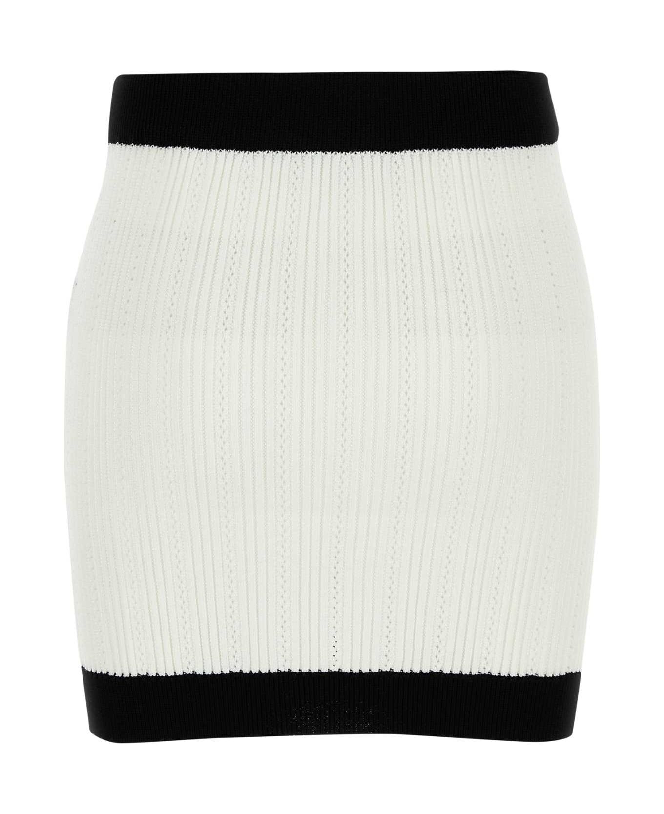 White Viscose Blend Mini Skirt - 2