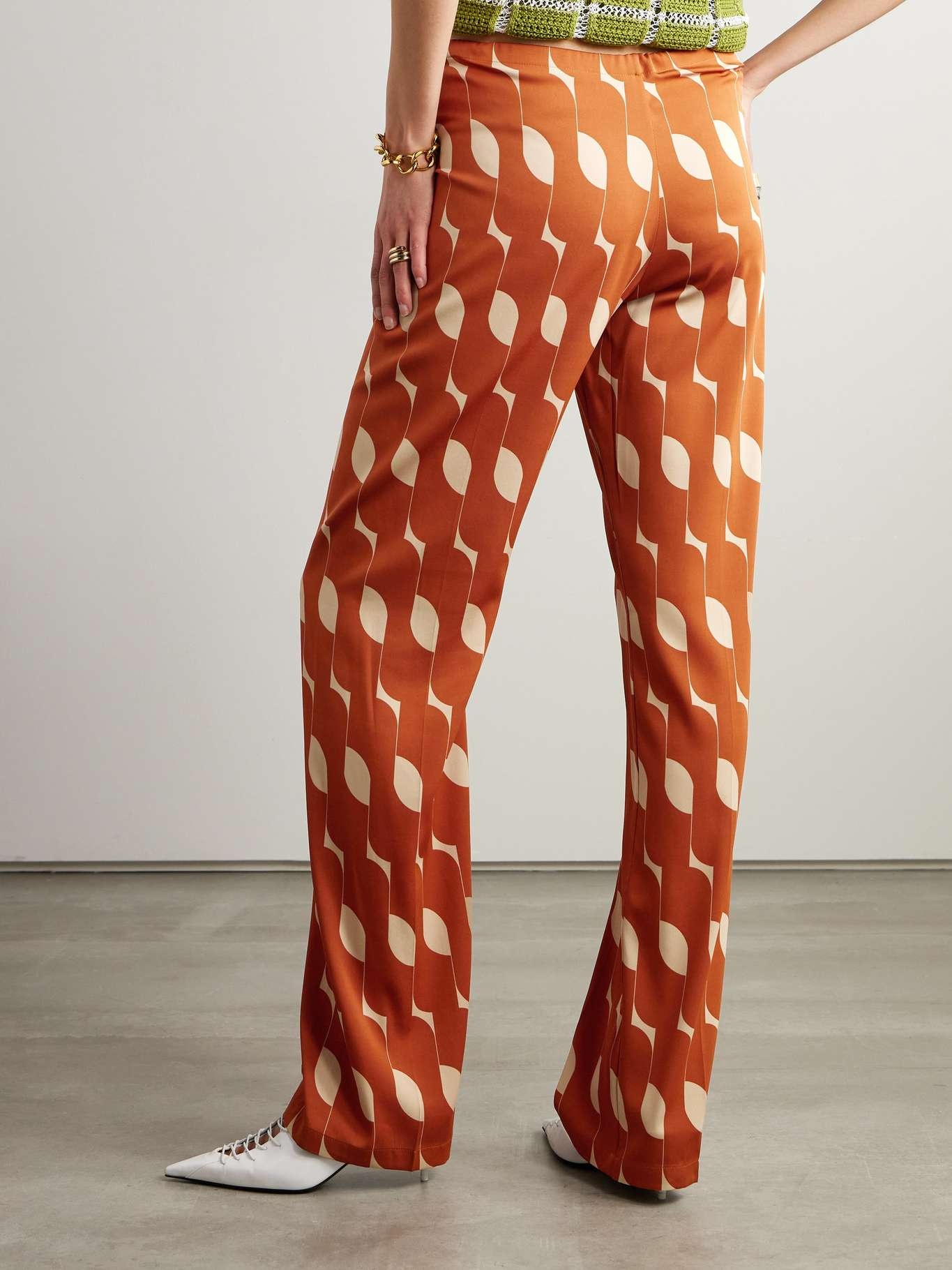 Printed silk-blend straight-leg pants - 3