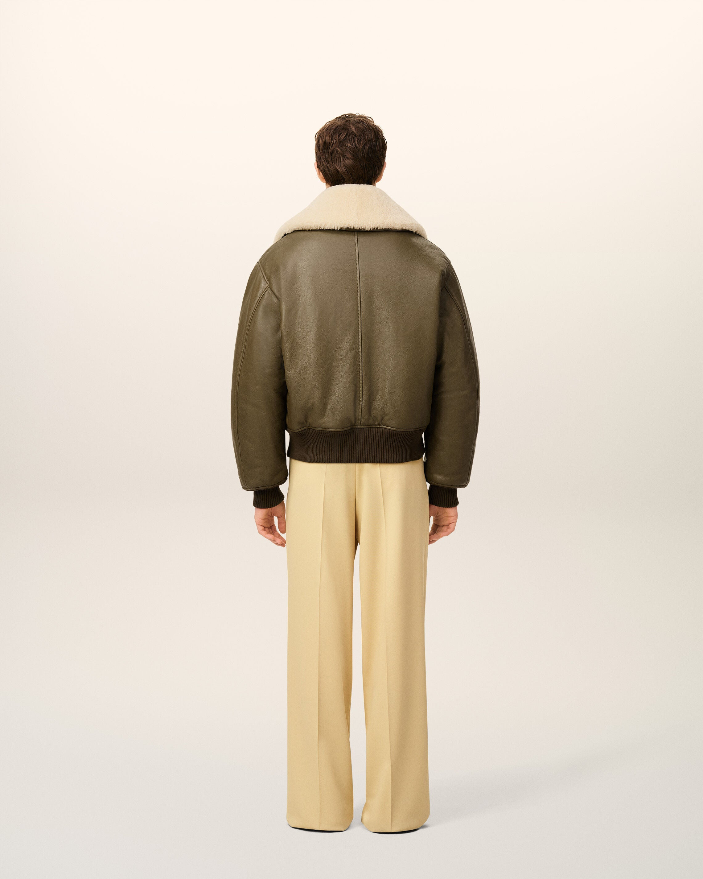 GREEN LEATHER ZIPPED JACKET - 5