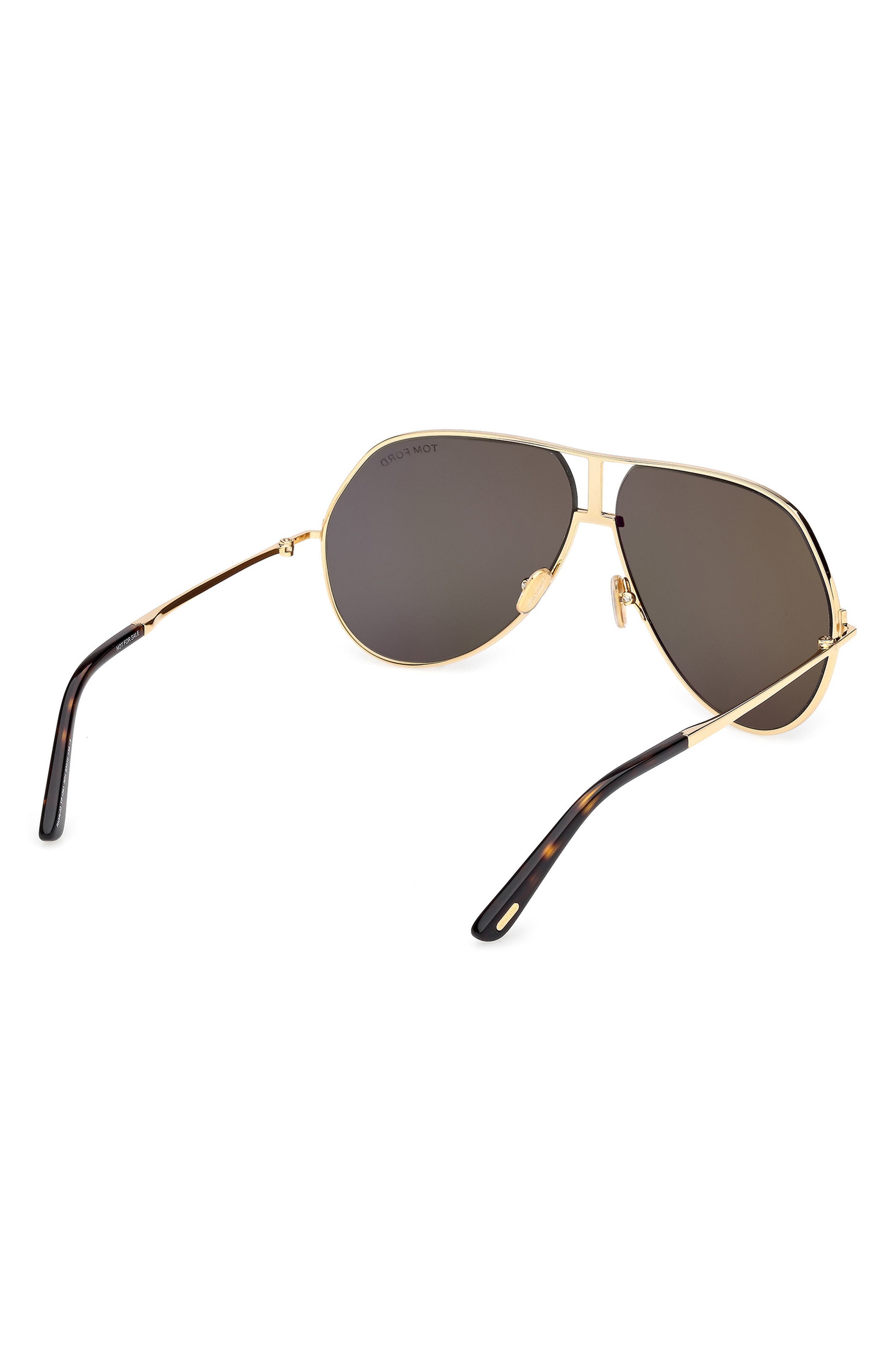 TOM FORD Rickie 63mm Oversize Navigator Sunglasses in Shiny Gold Dark Havana /Green at Nordstrom - 5