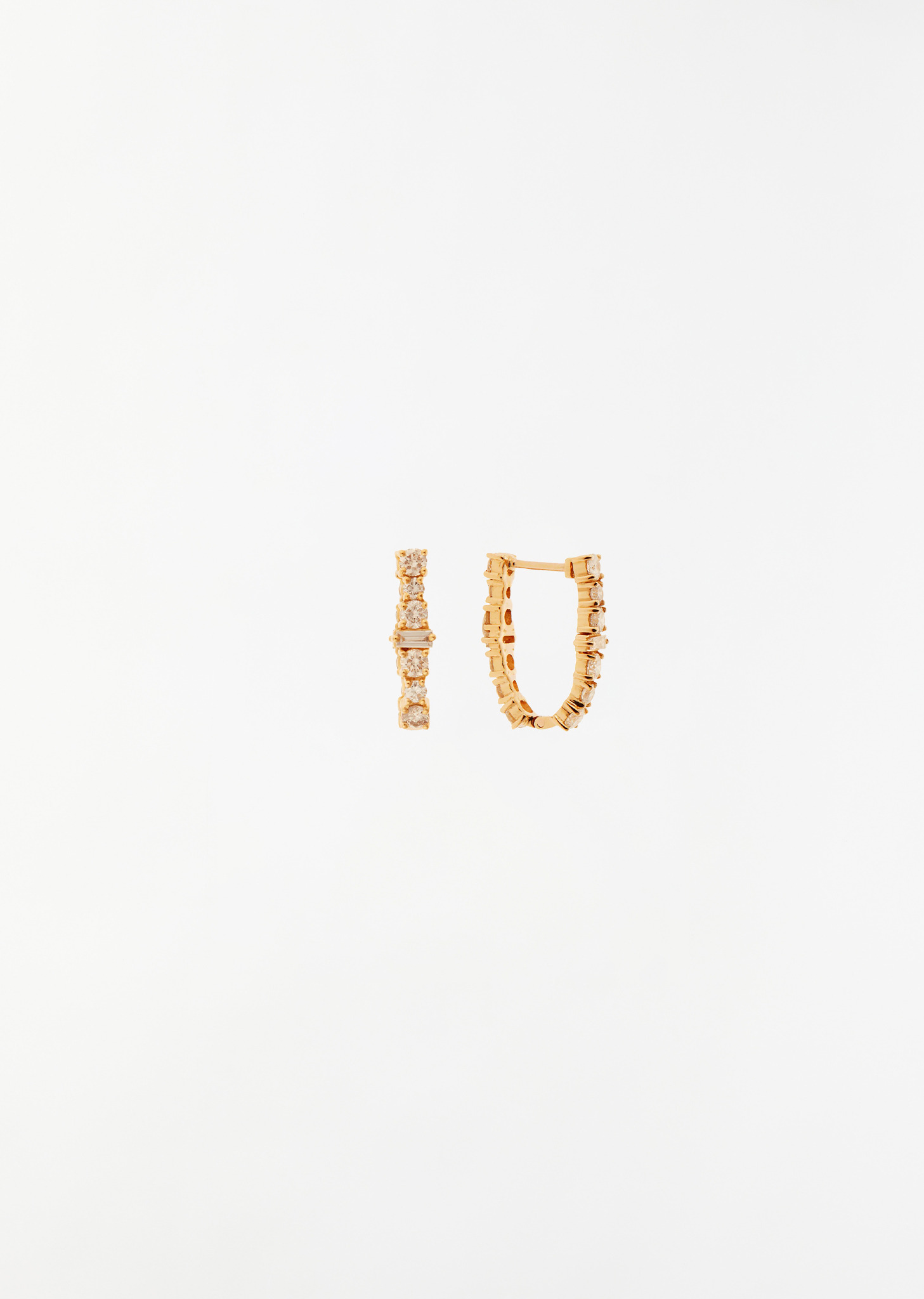Champagne Diamond Rivulet Spread Round Hoops - 2