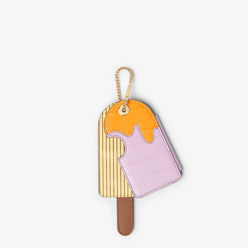Fendi Icy Card Holder Lilac and orange inlaid alligator card holder 1
