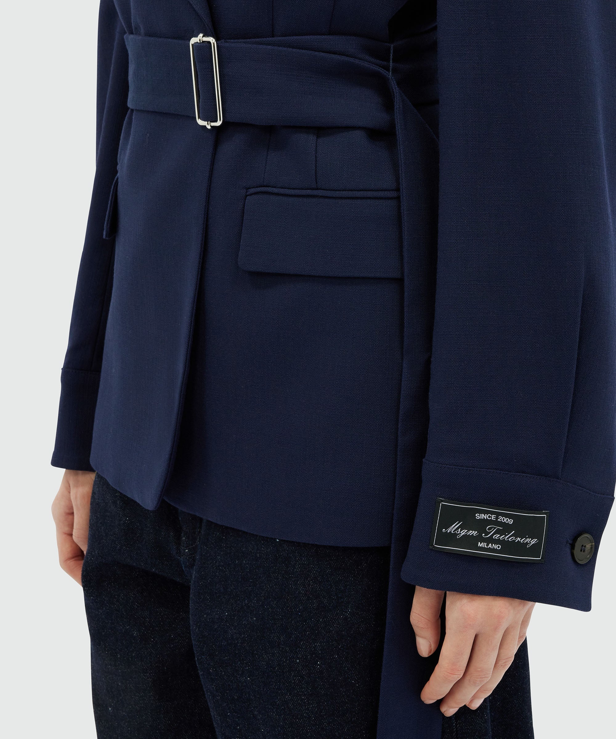 MSGM Tailoring navy blue flamed canvas jacket - 5