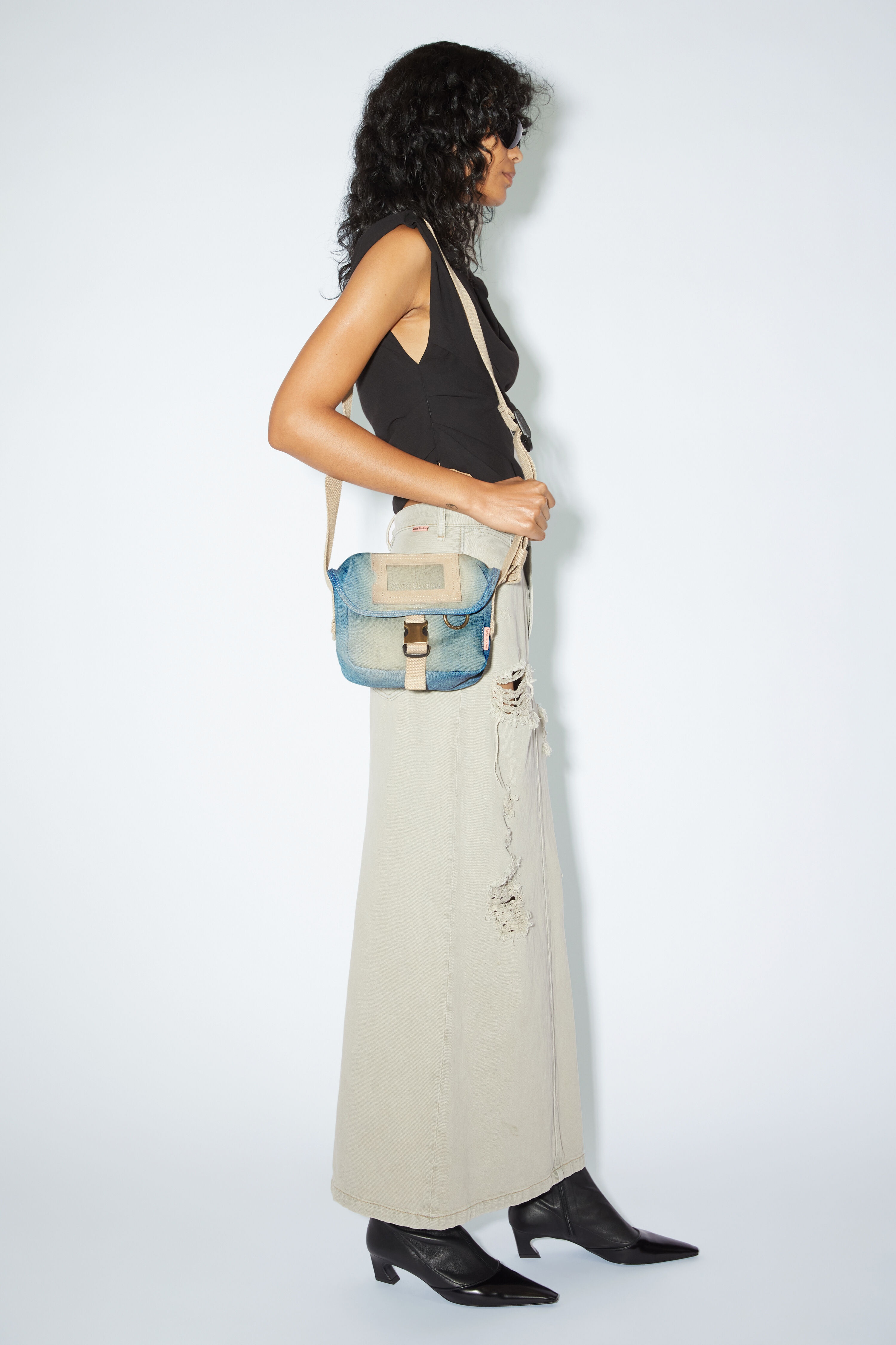 Mini messenger bag - Light blue/beige - 2