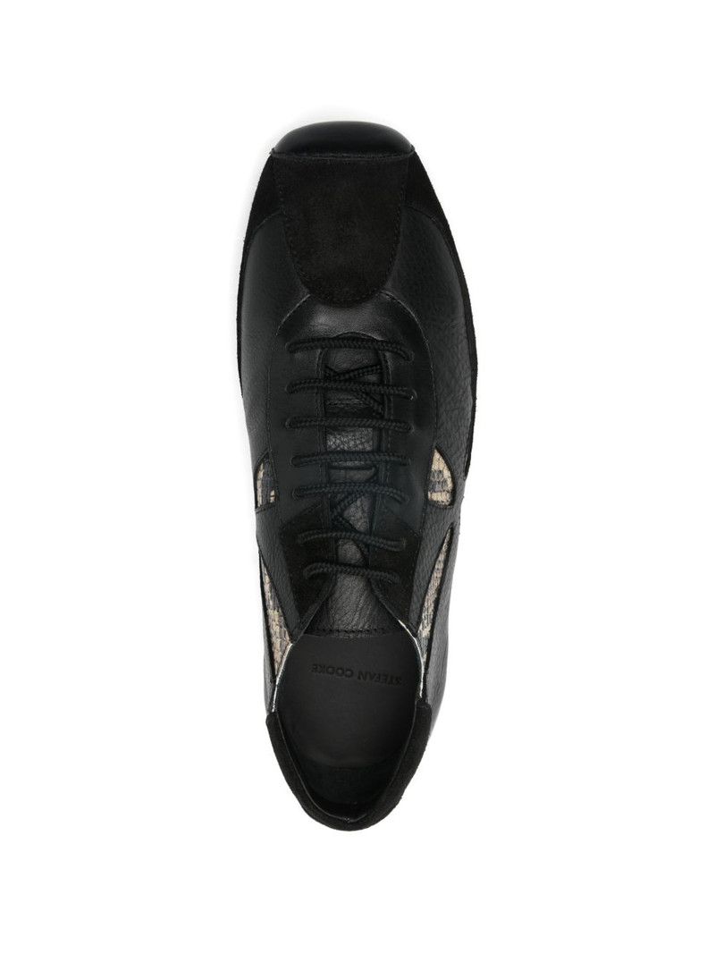 slashed embossed leather sneakers 4