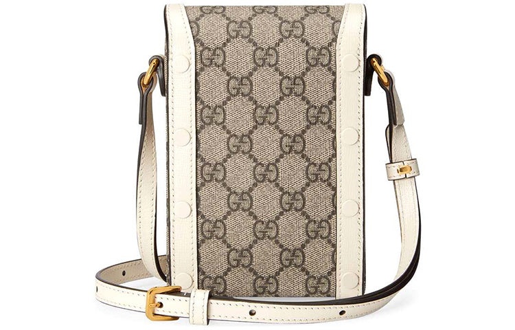 Gucci Horsebit 1955 Logo Canvas Phone Shoulder  Bag 'Mini Ebony White' 625615-92TCG-9761 - 4