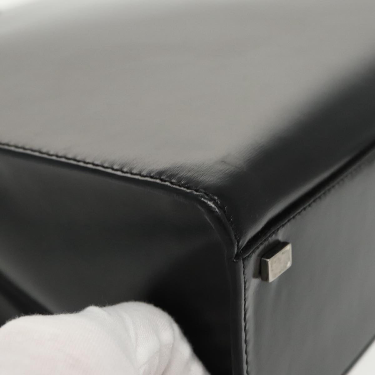 CELINE Hand Bag Leather Black - 10