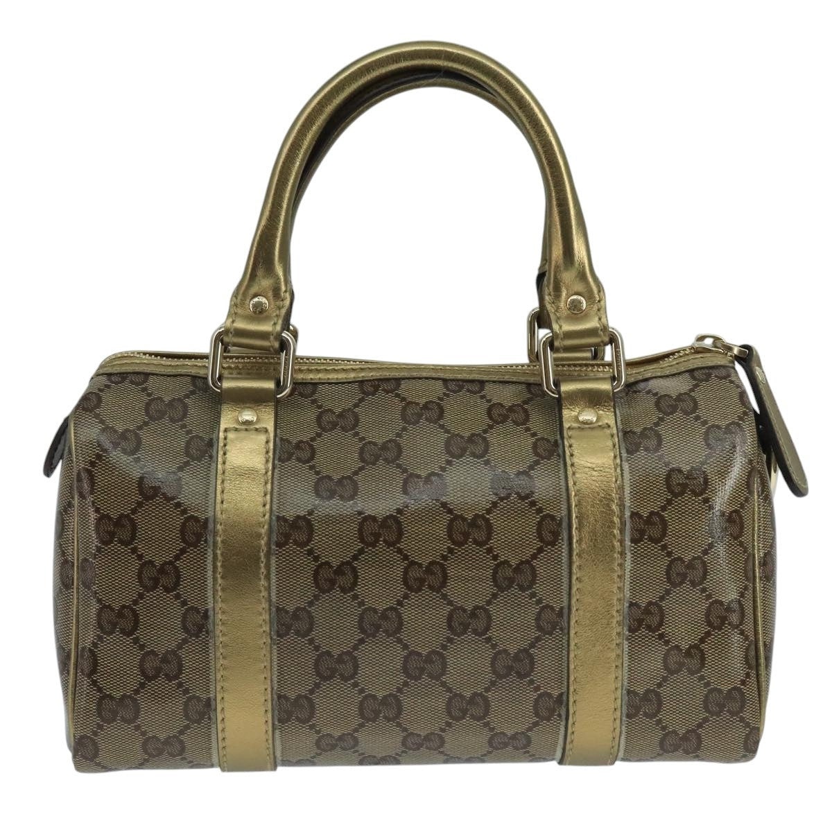 GUCCI GG Crystal Hand Bag Coated Canvas Brown Gold - 2