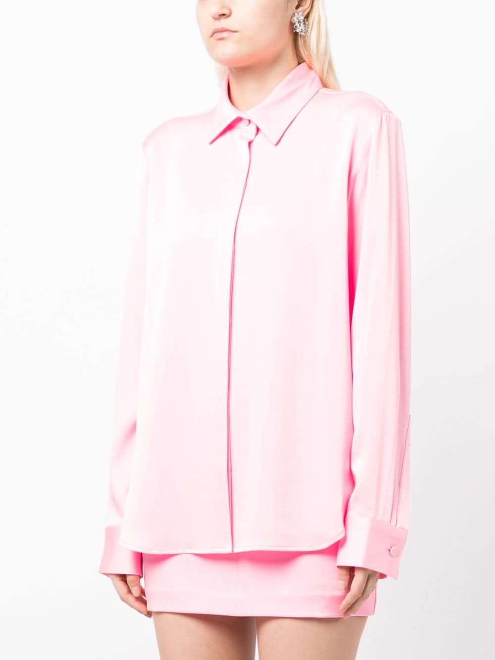 satin-finish button-down shirt - 3
