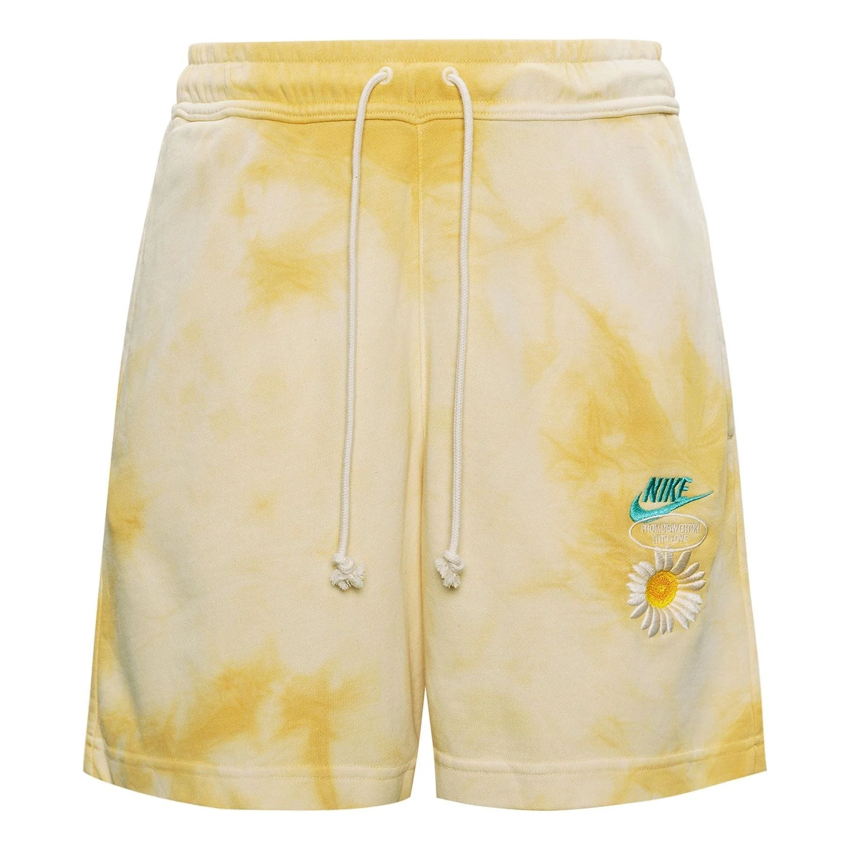 Nike SportswearFrench Terry Solid Color Logo Flowers Embroidered Casual Shorts Gold Color DM5017-777 - 1