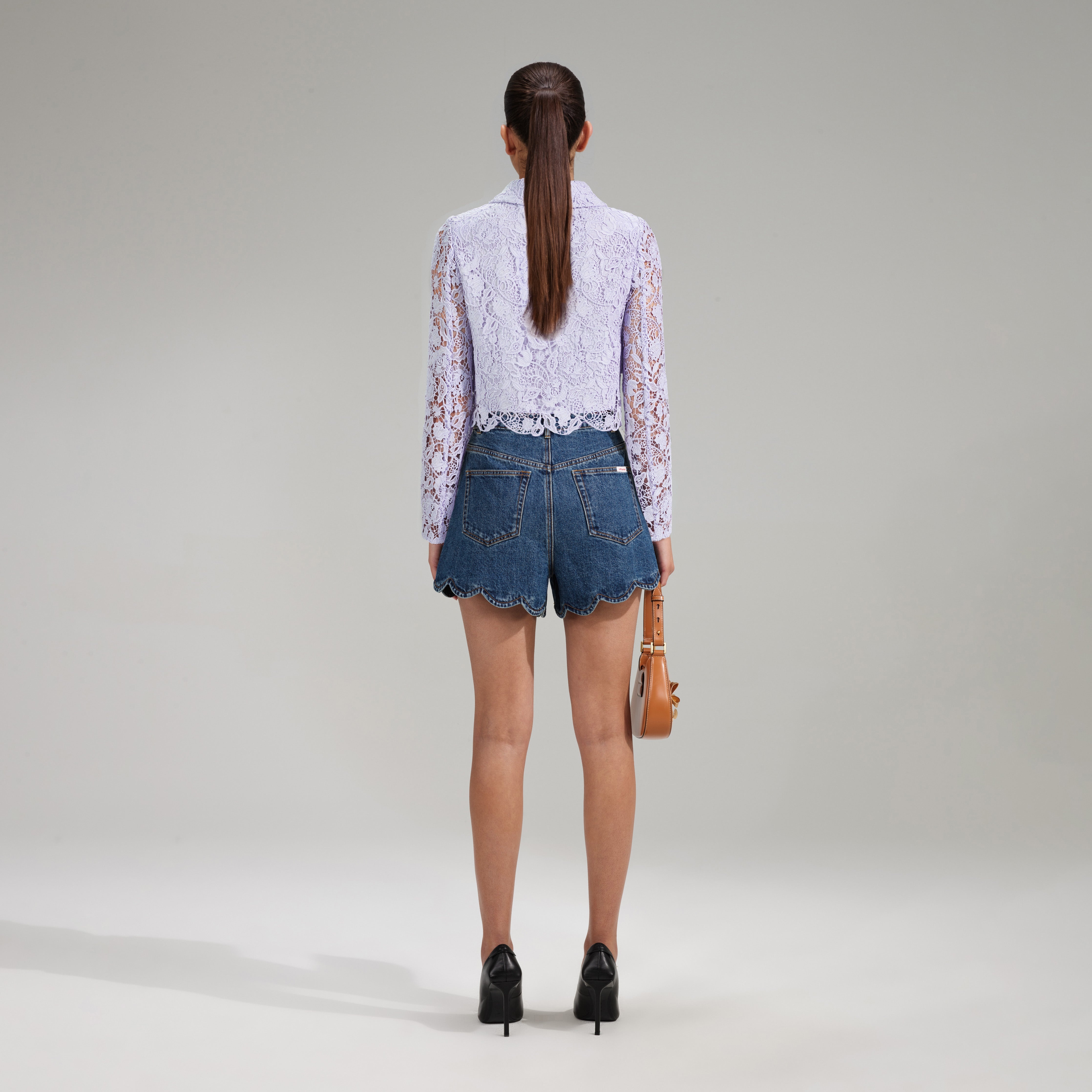 Lilac Guipure Jacket With Bow Detail - 3
