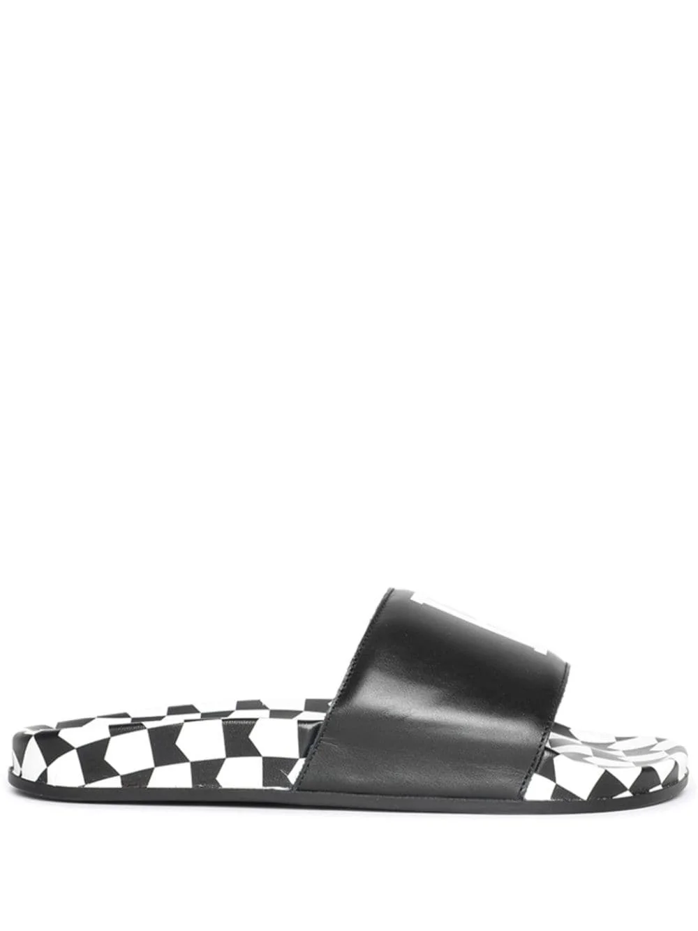 logo-print leather slides - 1