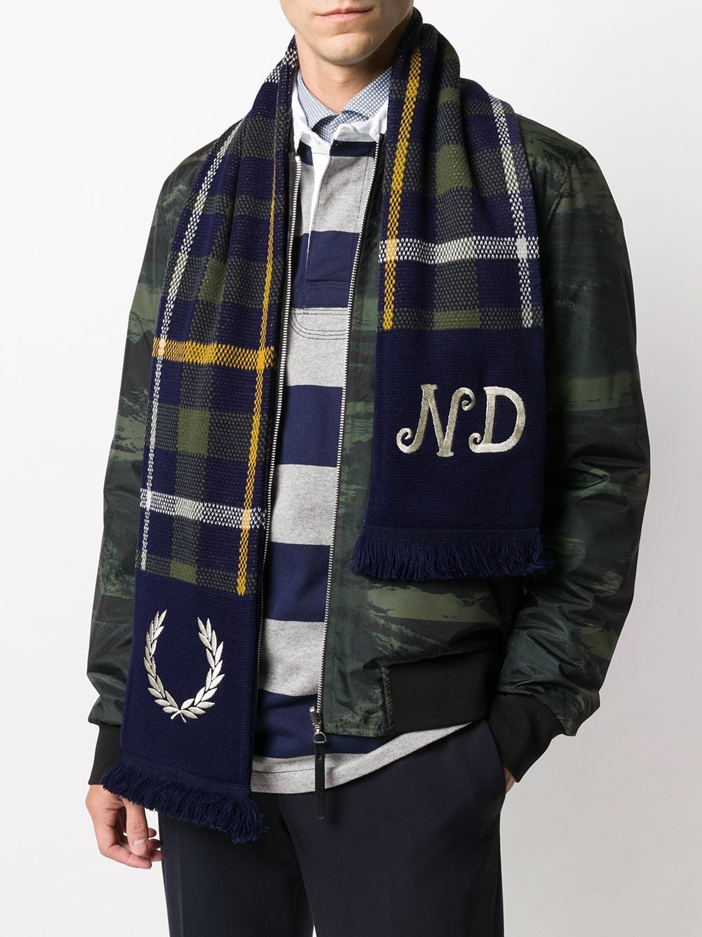 tartan-print knitted scarf - 2