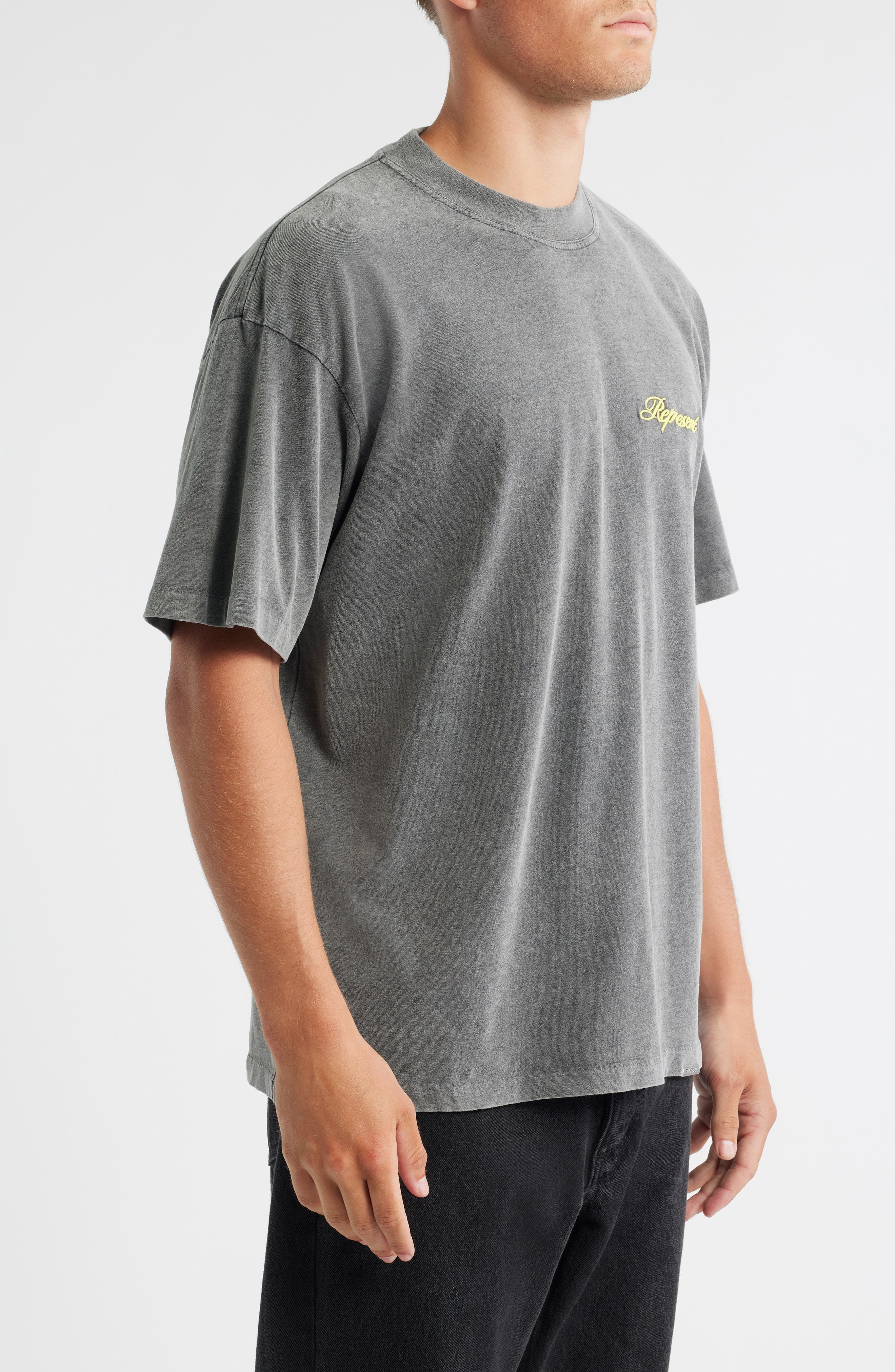 Represent Oversize Embroidered Script Logo T-Shirt in After Dark at Nordstrom - 3