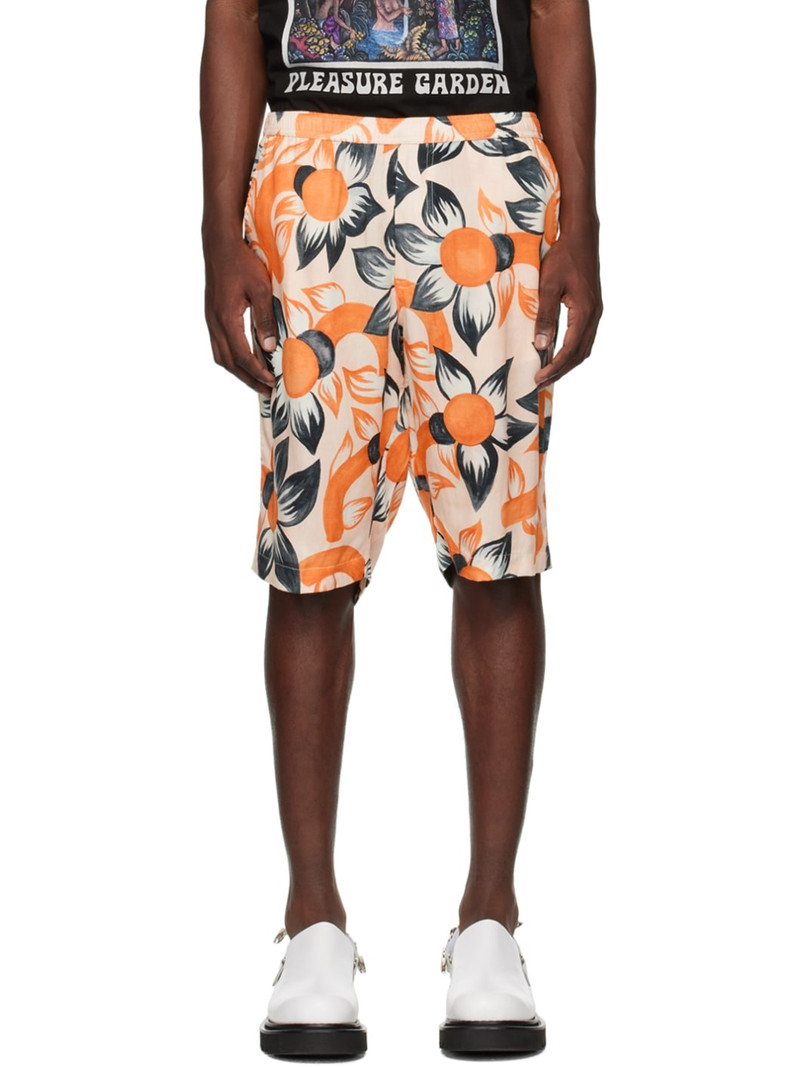 Orange Wildflower Pale Shorts 1