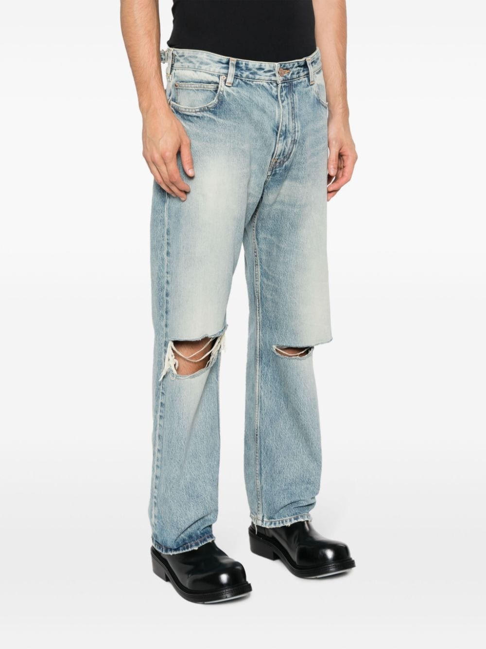 distressed low-rise wide-leg jeans - 4