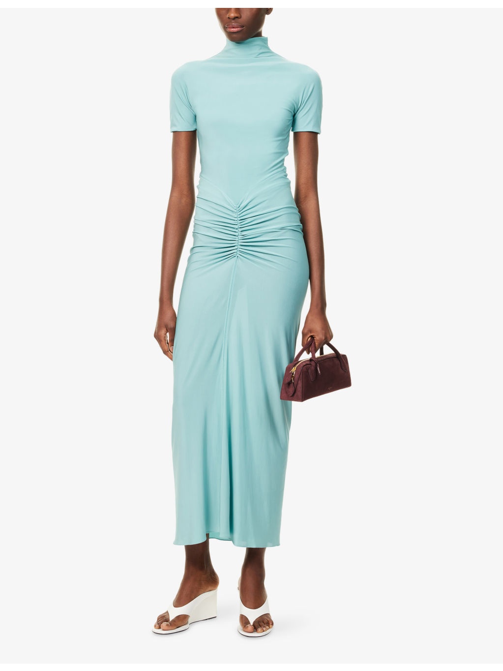 Draped High-Neck Stretch-Woven Maxi Dress - 2