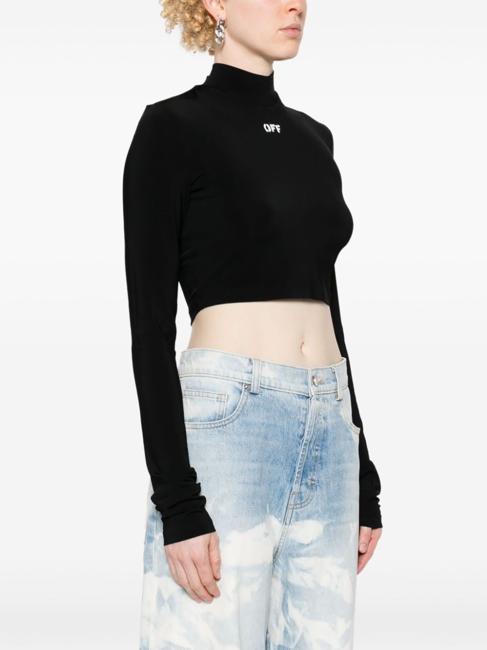 logo-print cropped T-shirt - 3