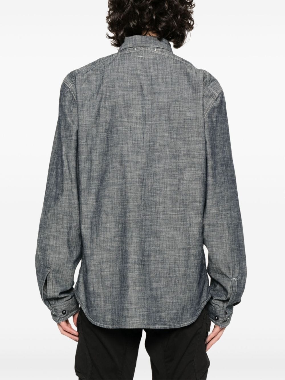 logo-print chambray shirt - 4