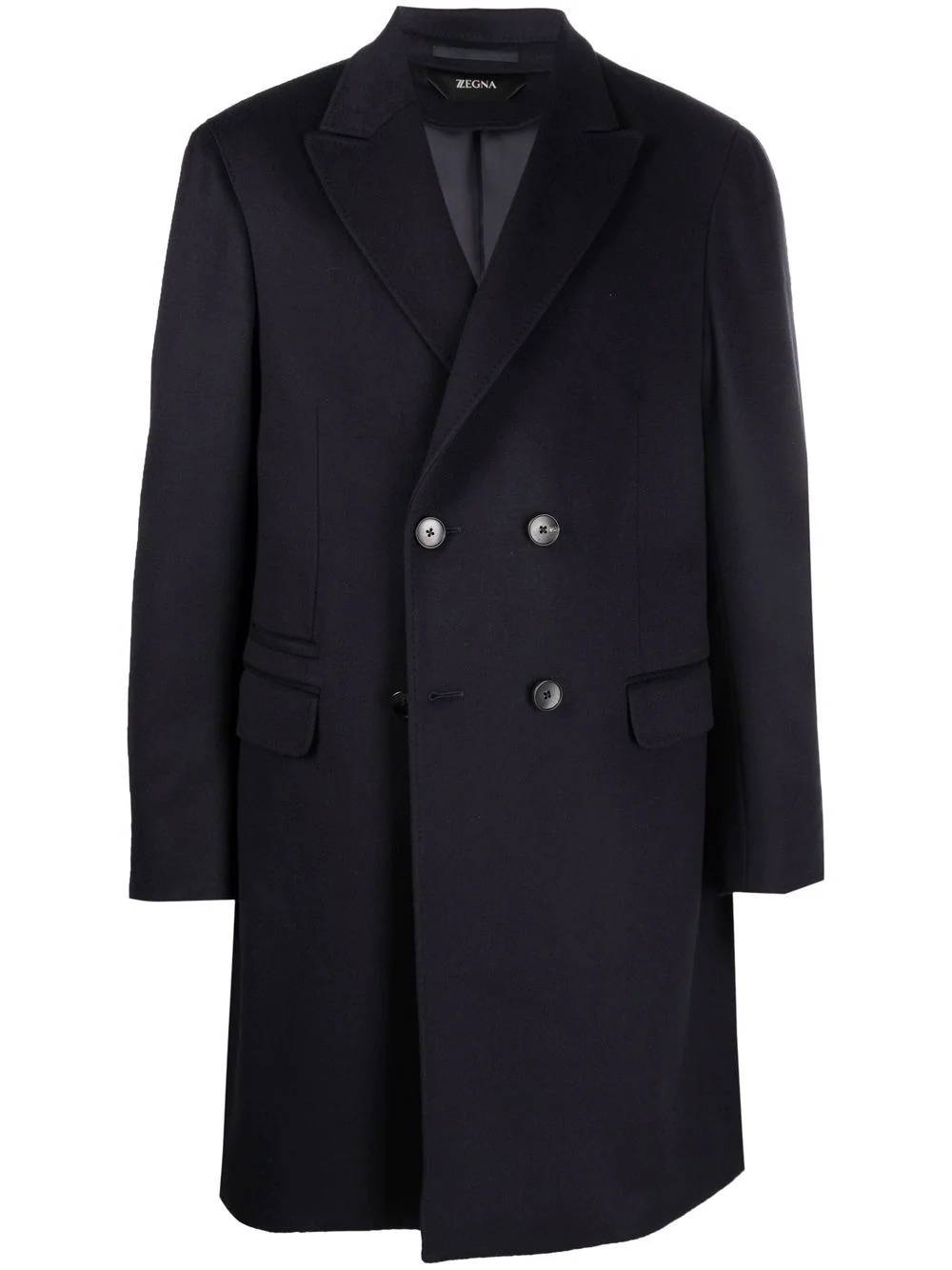 double-breasted mid-length coat - 1