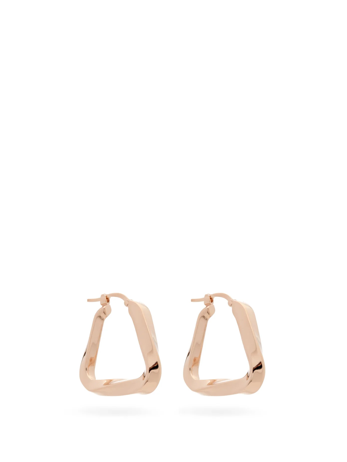 Twisted-triangle rose-gold hoop earrings - 1