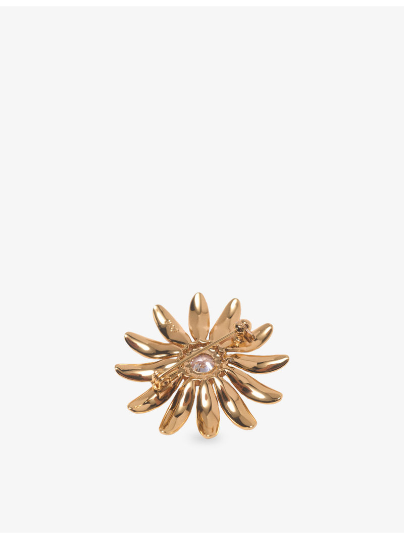 Flower Rhinestone-Embellished Brass Brooch 3