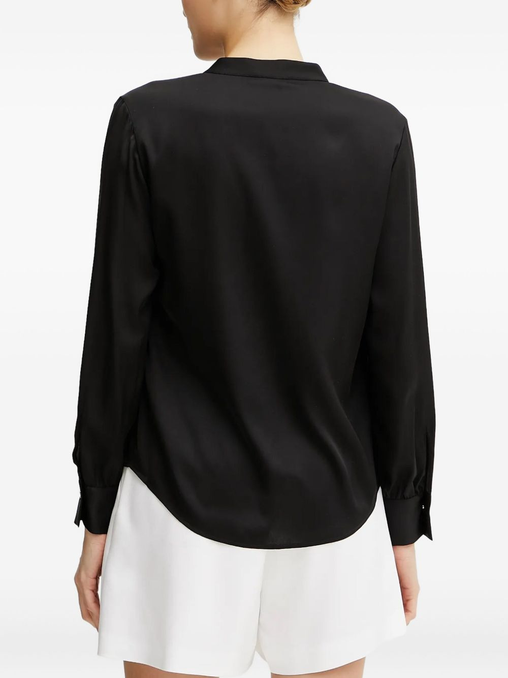 pleated V-neck top - 3