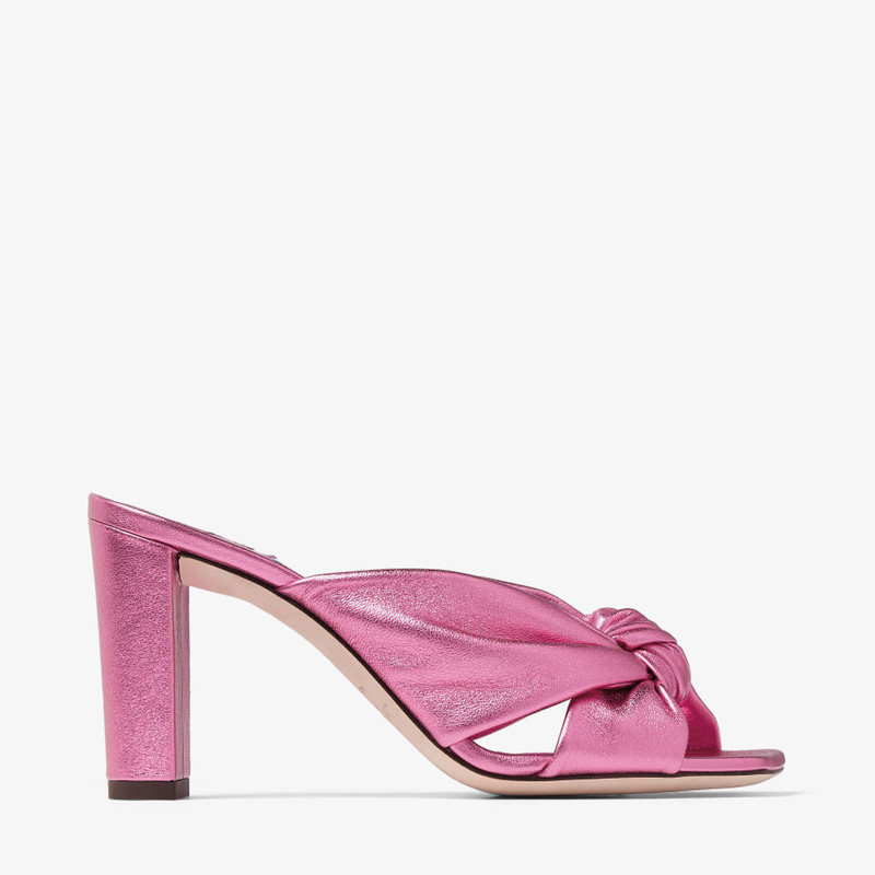 Avenue 85 Candy Pink Metallic Nappa Leather Mules - 1