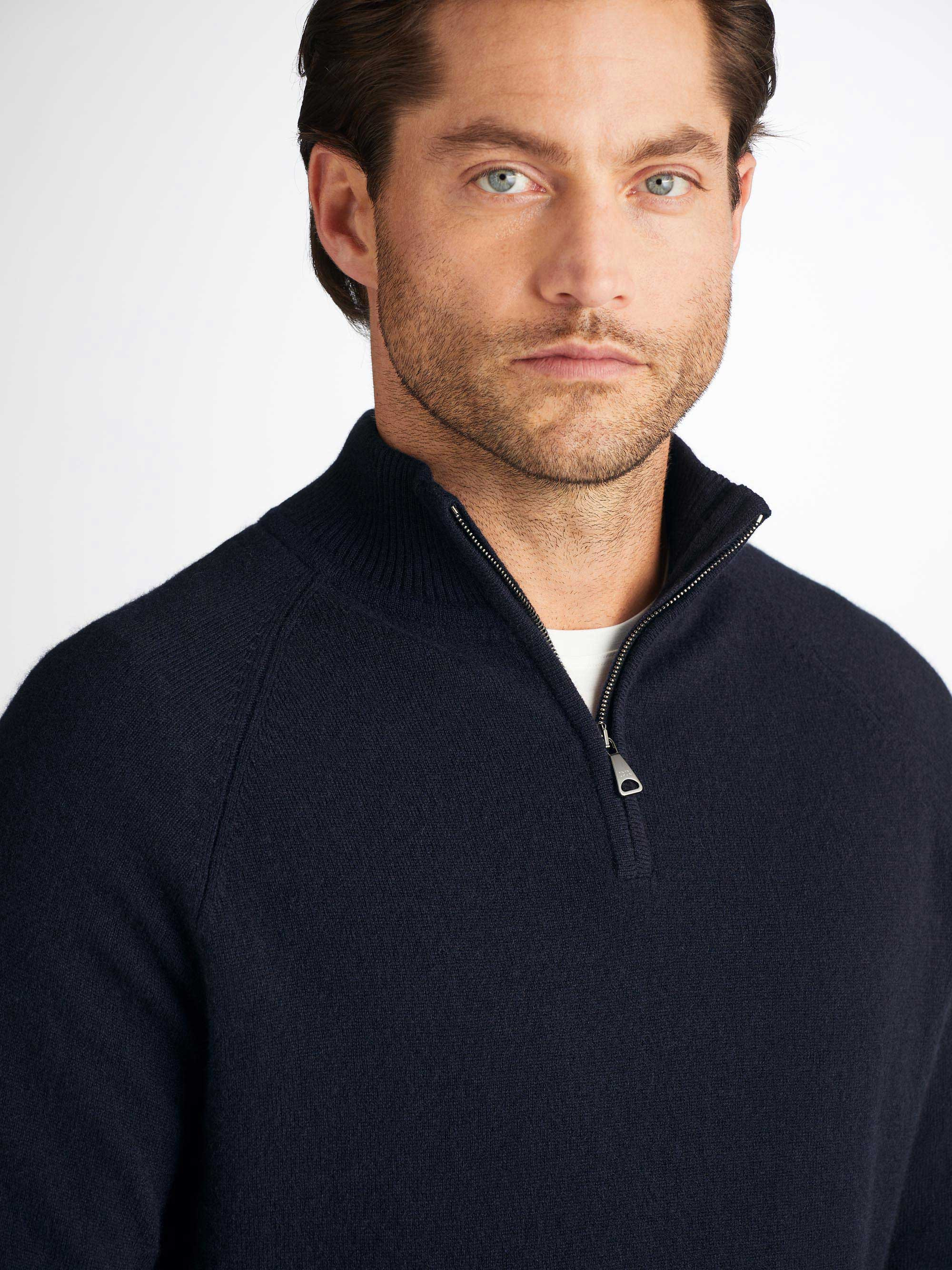 Men's Half-Zip Sweater Finley Cashmere Navy - 5