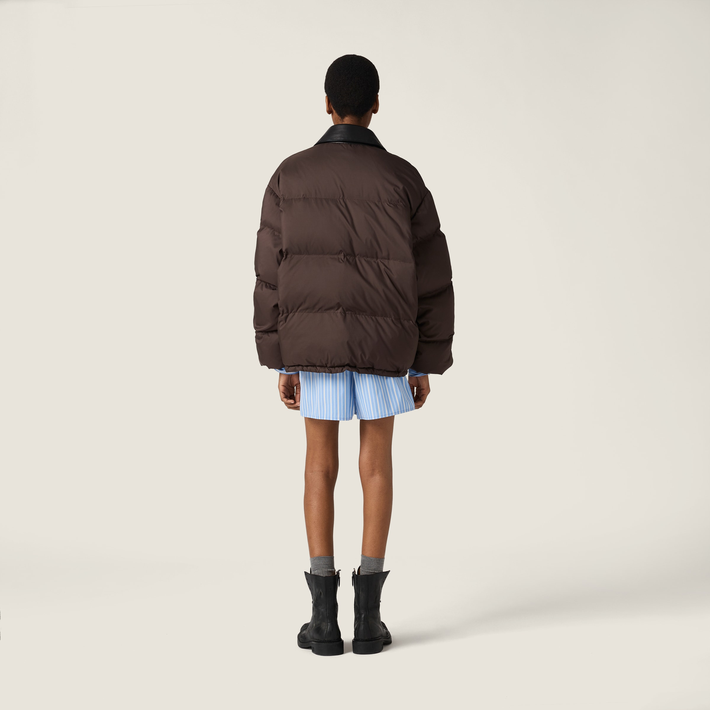 Technical pongé cropped down jacket - 3