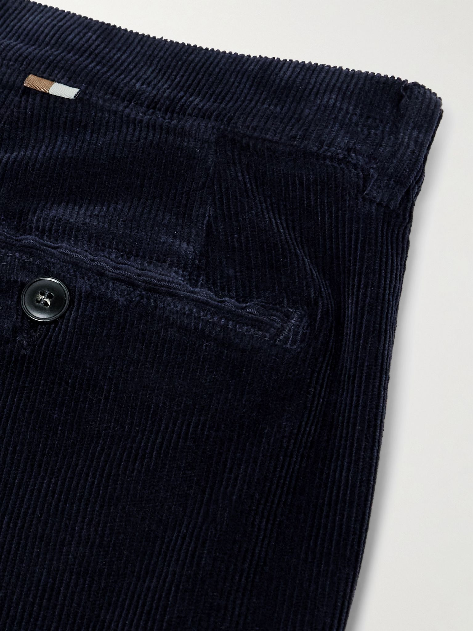 Tapered Garment-Dyed Stretch Cotton and Modal-Blend Corduroy Trousers Navy - 5