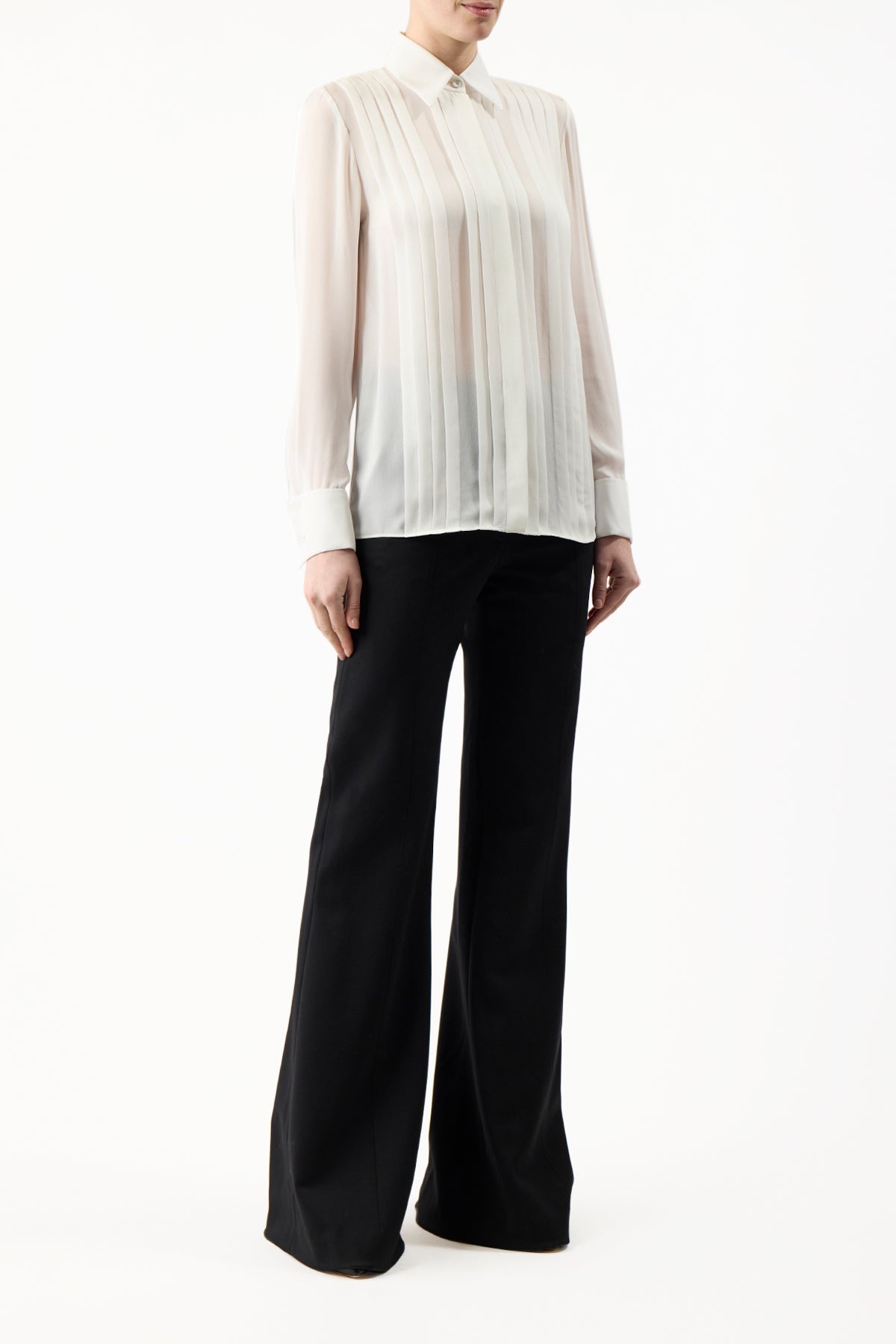 Aime Shirt in Ivory Silk Georgette Twill - 4
