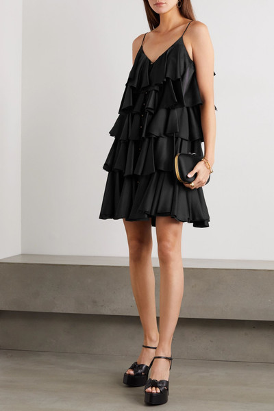 Balmain Tiered ruffled silk-satin mini dress outlook