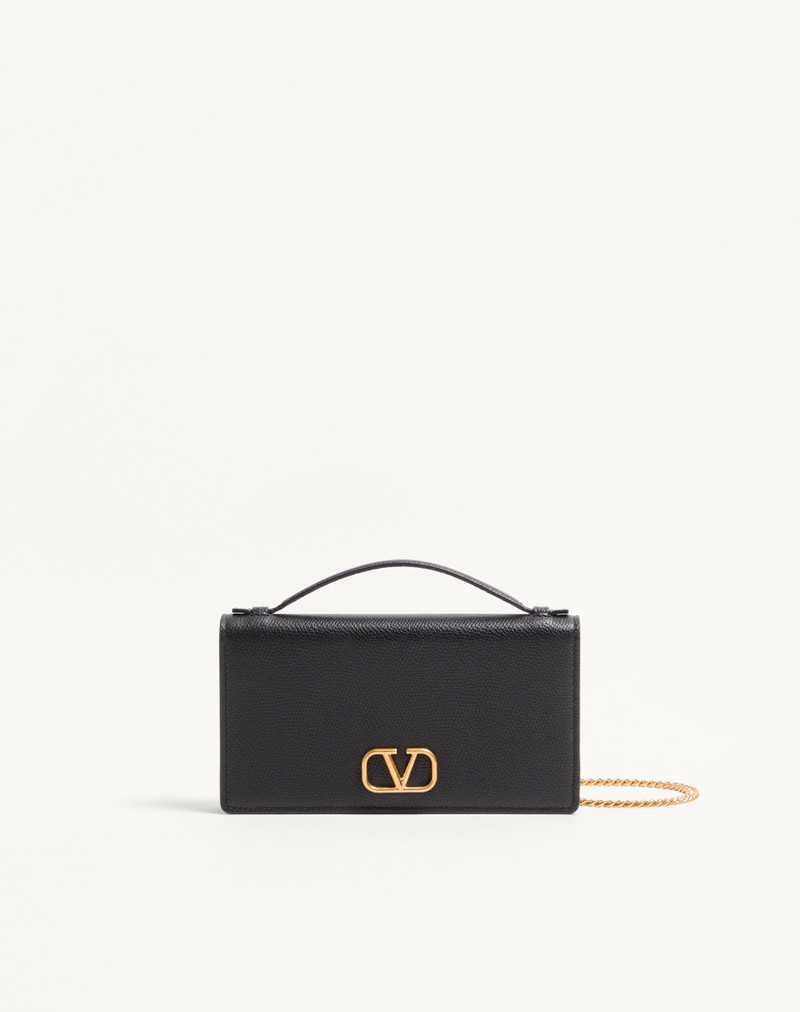 VLOGO SIGNATURE GRAINY CALFSKIN WALLET WITH CHAIN 1