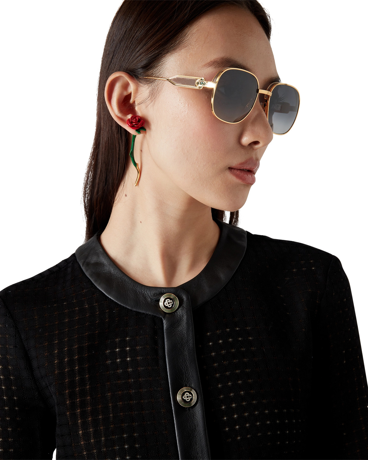 Open Weave Cropped Tailored Jacket | Casablanca Paris - 5