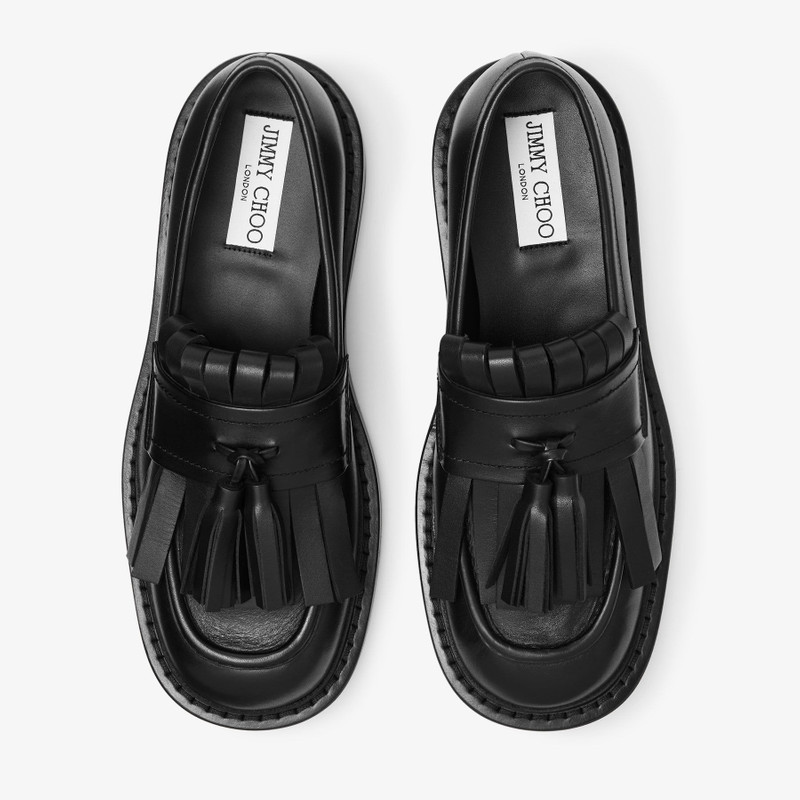 Buff Fringe Loafer Black Box Calf Leather Loafers 3