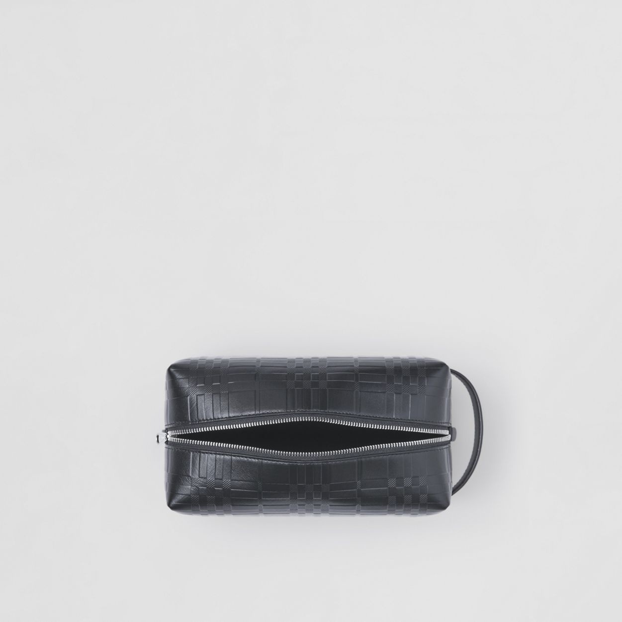 Embossed Check Leather Travel Pouch - 6