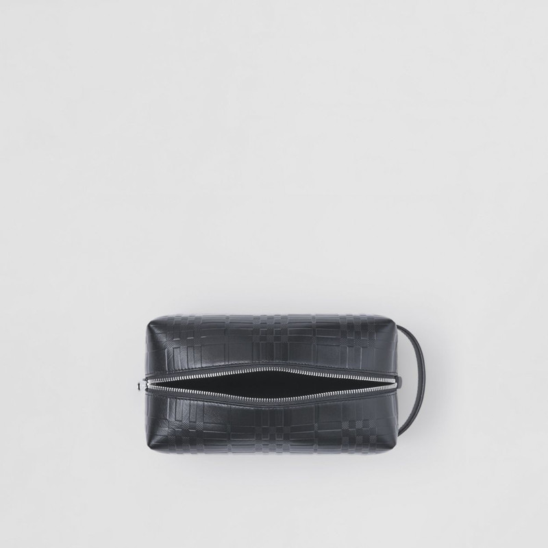 Embossed Check Leather Travel Pouch 6