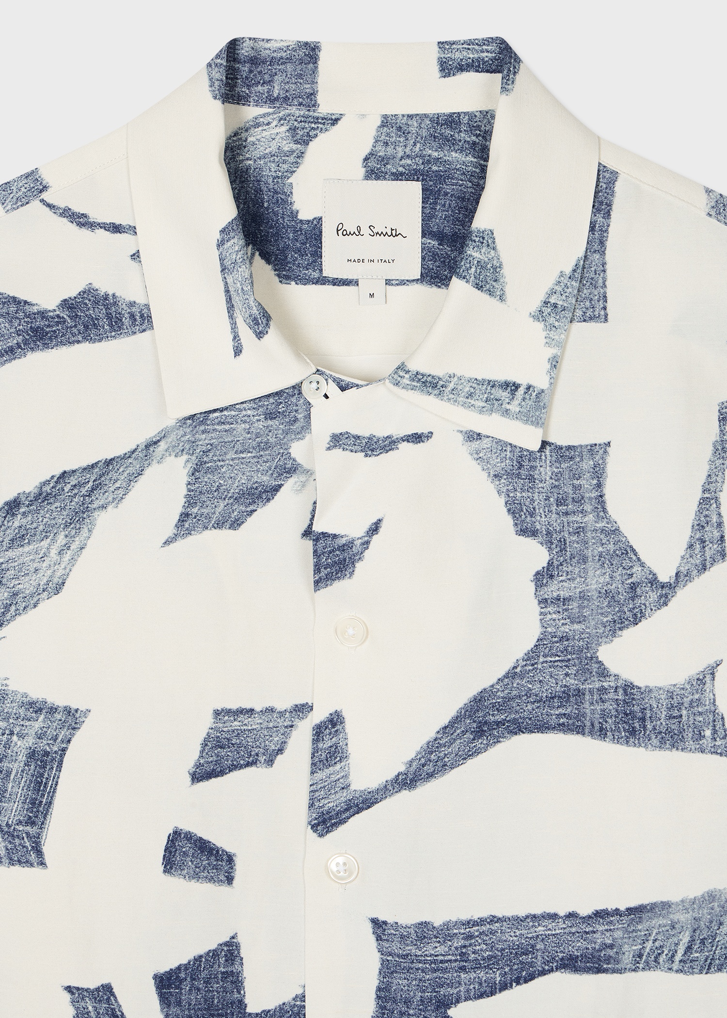 Blue 'Abstract Cutout' Viscose-Linen Shirt - 3