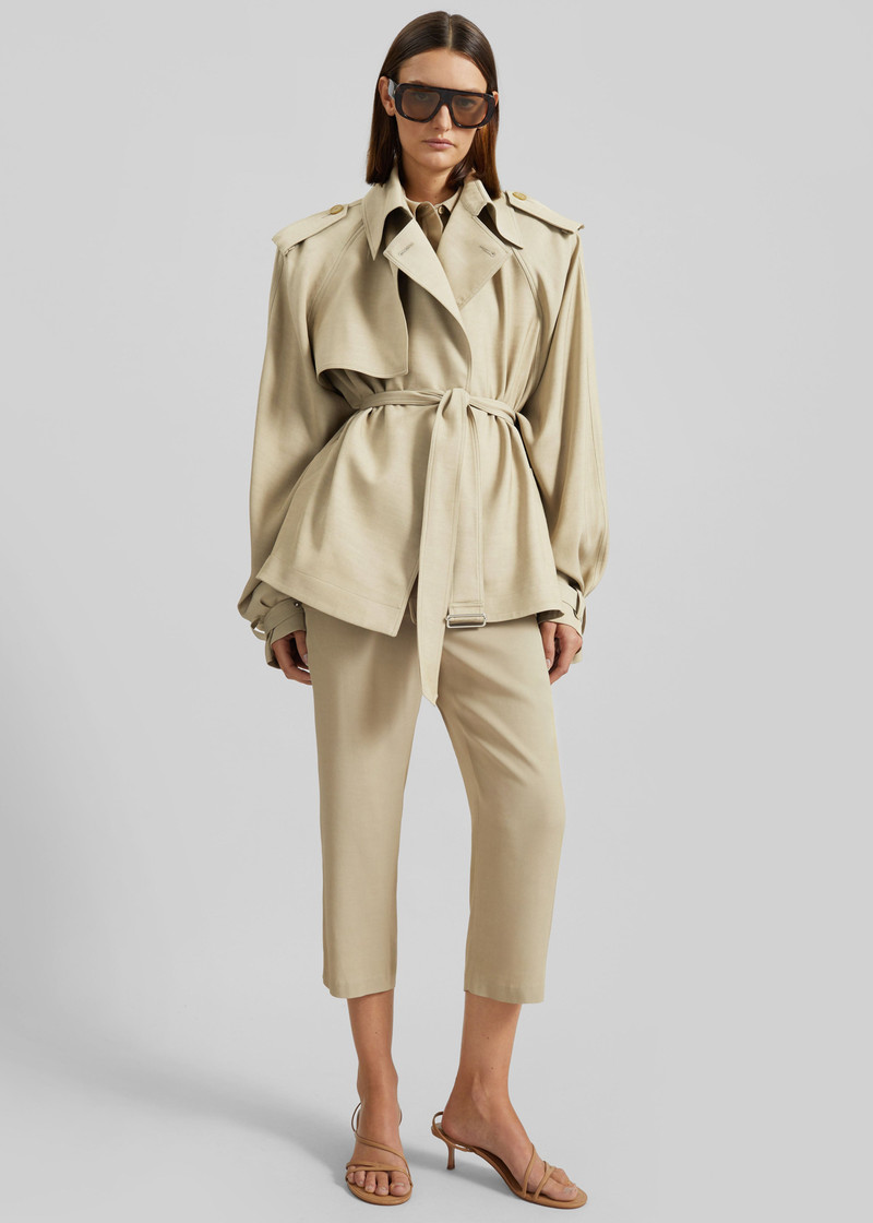 The Frankie Shop Elva Fluid Short Trench - Beige outlook
