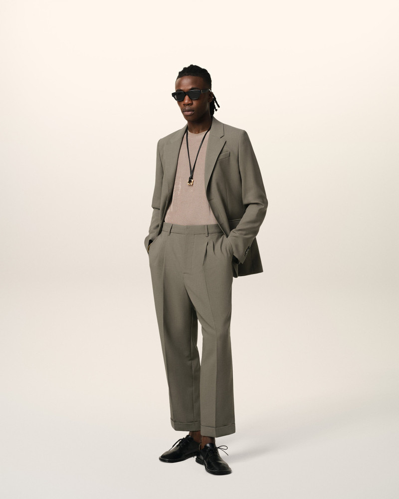 AMI Paris TAUPE WOOL CARROT FIT TROUSERS outlook